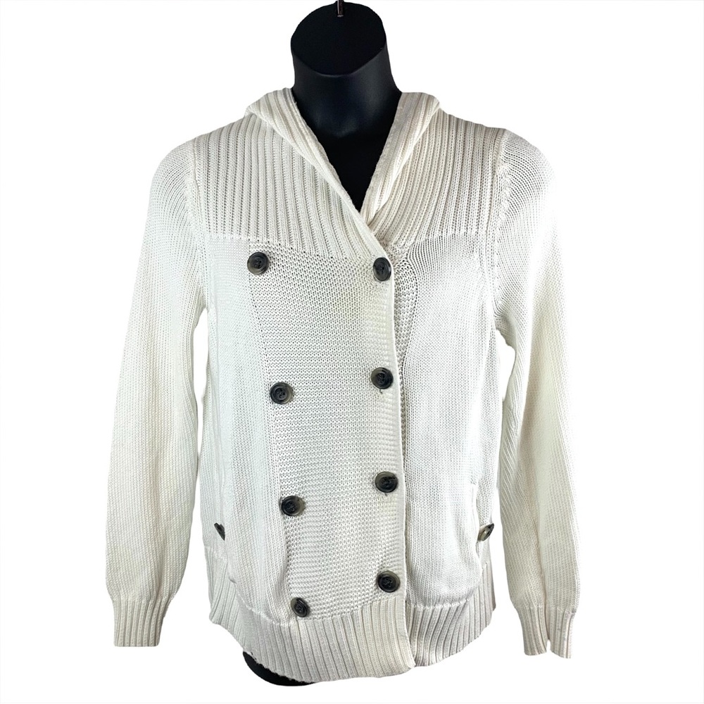 Gap Double Breasted Ivory Hoodie Sweater, Size XL - Picture 1 of 5